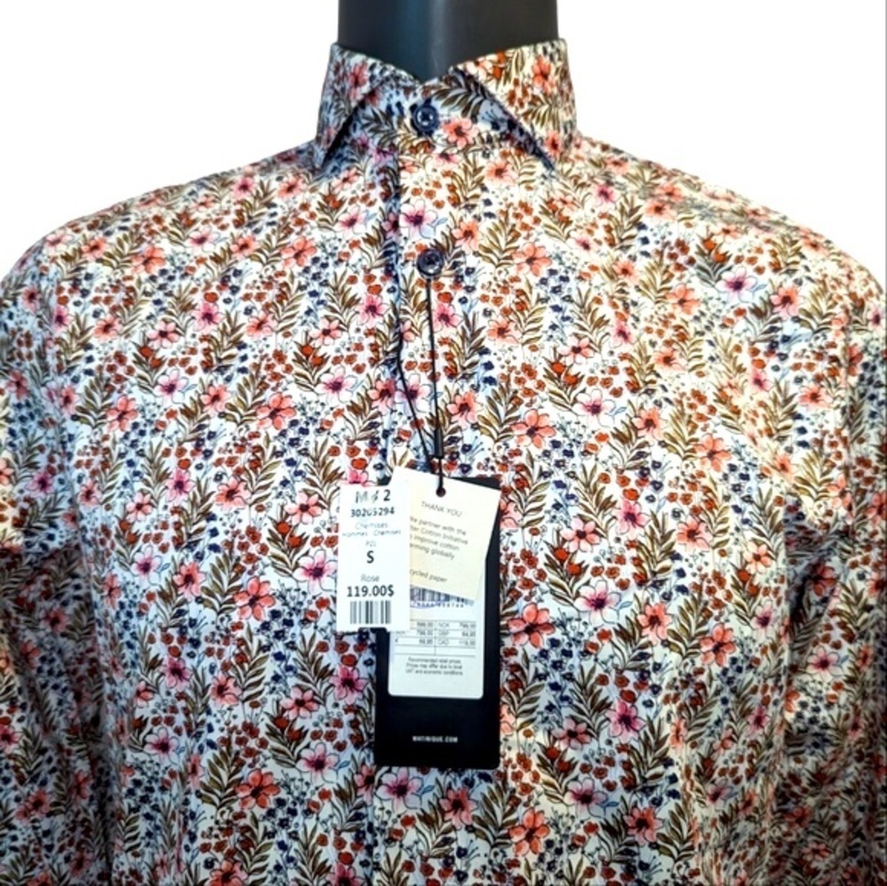 Nwt Martinique pink floral button front shirt small